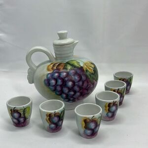 Vintage Ceramic Sake/Tea/Coffee Kettle with Six Cups Signed Crieser